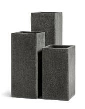 Кашпо TREEZ Effectory - Stone - Высокий куб - Тёмно-серый камень 41.33-01-22-087-GR-060, 41.33-01-22-087-GR-075, 41.33-01-22-087-GR-097