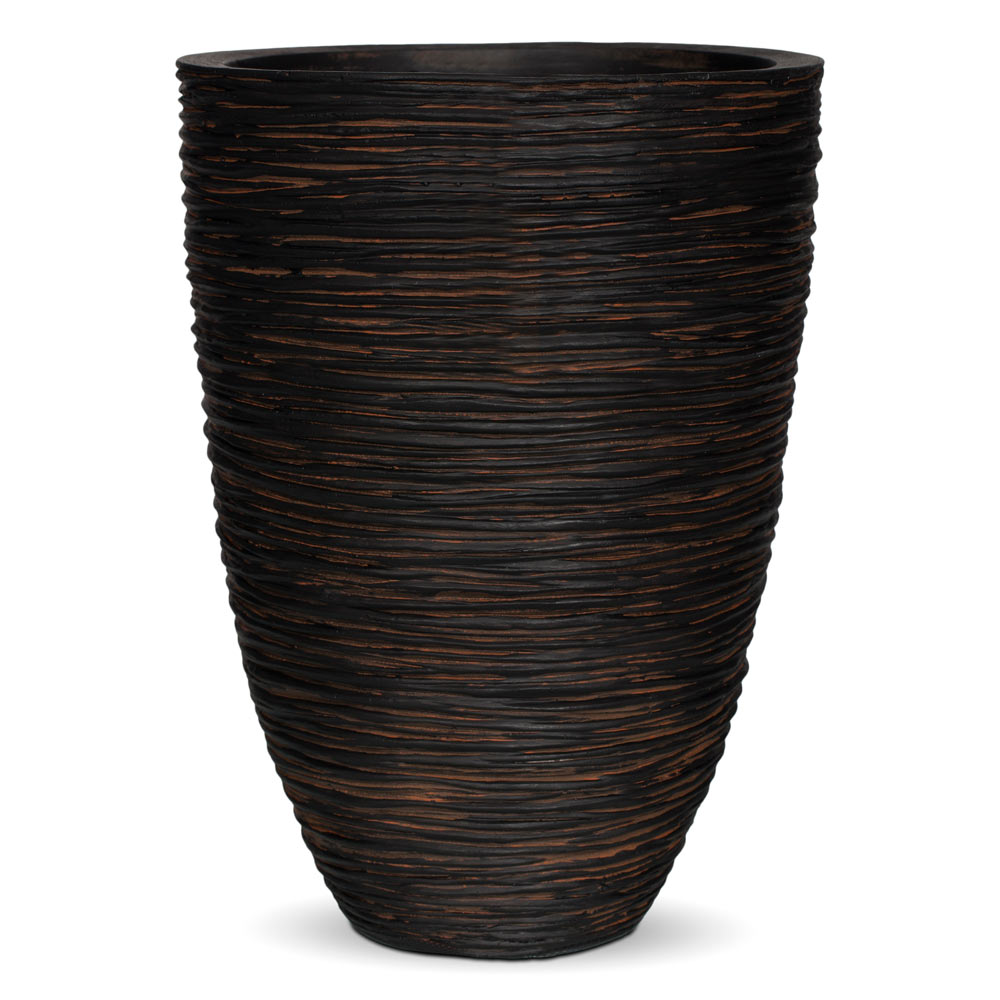 Кашпо Capi Nature Vase elegant low Rib коричневое -  в интернет .