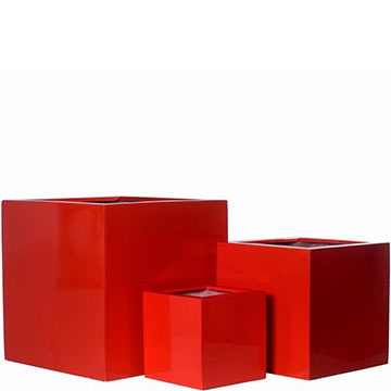 Кашпо Pottery Pots Block glossy red