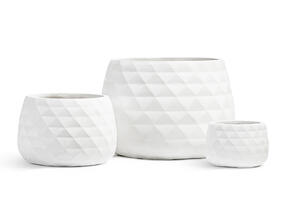 Кашпо TREEZ ERGO - Diamond - Низкая чаша - Белый камень 41.1020-0036-WH-52