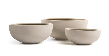 Кашпо TREEZ Effectory - Beton - Низкая чаша - Белый песок 41.3317-02-006-BE-50, 41.3317-02-006-BE-62, 41.3317-02-006-BE-74