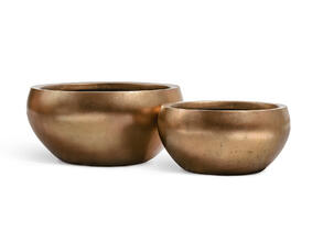 Кашпо TREEZ Effectory - Metal - Низкая полусфера - Тёмное матовое золото 41.3321-04-057-BRS-40, 41.3321-04-057-BRS-50