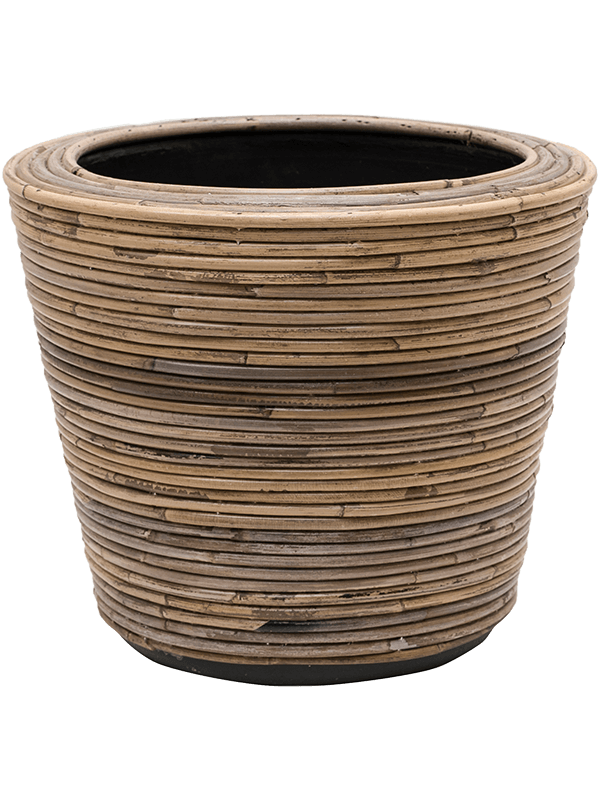 Drypot Rattan Stripe Раунд Серый D33×28 см