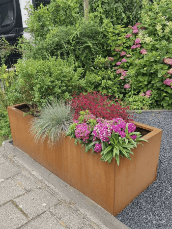 Cortensteel Прямоугольник С Крышкой Низкий With Feet 100×40×40 см