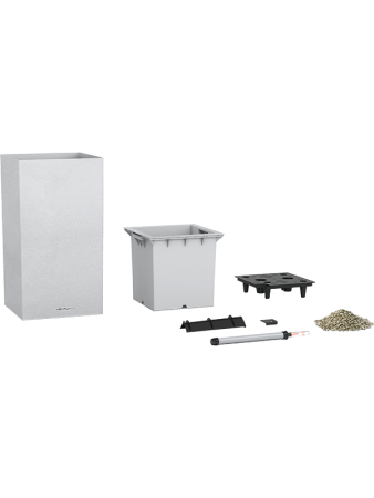 Кашпо Lechuza Canto Stone high (кварцевый белый) с автополивом Высота 76 см Длина 40 см