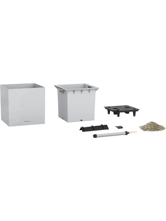 Кашпо Lechuza Canto Stone low (кварцевый белый) с автополивом Высота 30 см Длина 30 см