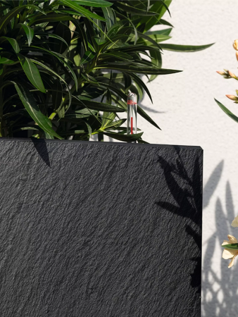 Кашпо Lechuza "Canto Stone 30 Complete Low dark grey" (пластик), 30x30xH30 см
