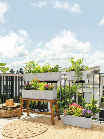 Кашпо Lechuza "Balconera Cottage 40 Complete light grey" (пластик), 40x19xH19 см