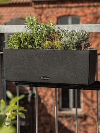 Кашпо Lechuza Balconera Stone 50 (графитовый черный) с автополивом Высота 19 см Длина 50 см