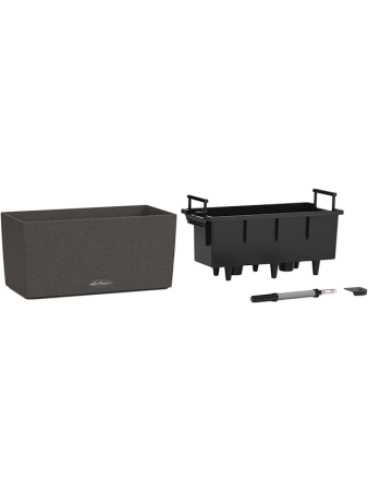 Кашпо Lechuza "Balconera Stone 40 Complete graphite black" (пластик), 40x19xH19 см