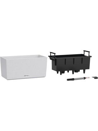 Кашпо Lechuza "Balconera Stone 40 Complete quarz white" (пластик), 40x19xH19 см