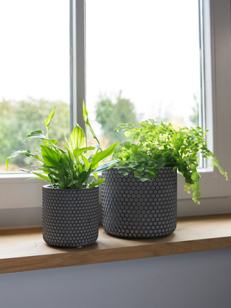 Кашпо Bernt pot shiny black D14 H13 см