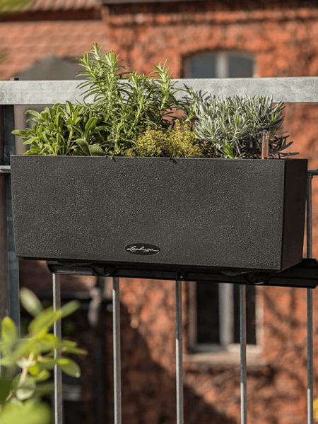 Кашпо Lechuza Balconera Stone 50 (графитовый черный) с автополивом Высота 19 см Длина 50 см