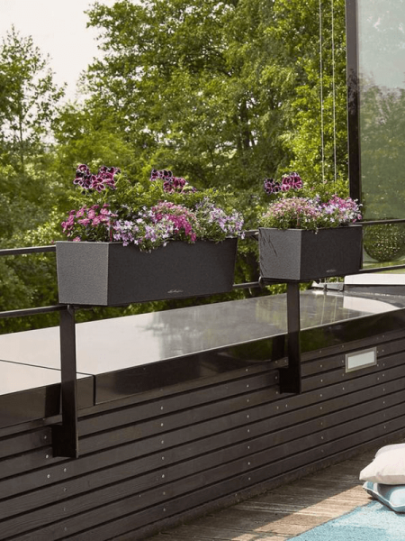 Кашпо Lechuza Balconera Stone 80 (графитовый черный) с автополивом Высота 19 см Длина 80 см